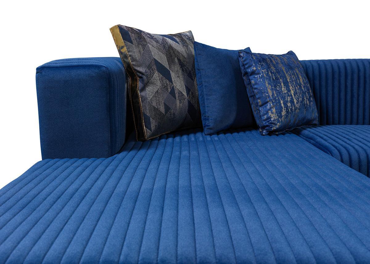 Elizabeth Blue Velvet 4-Piece Sectional - Ella Furniture