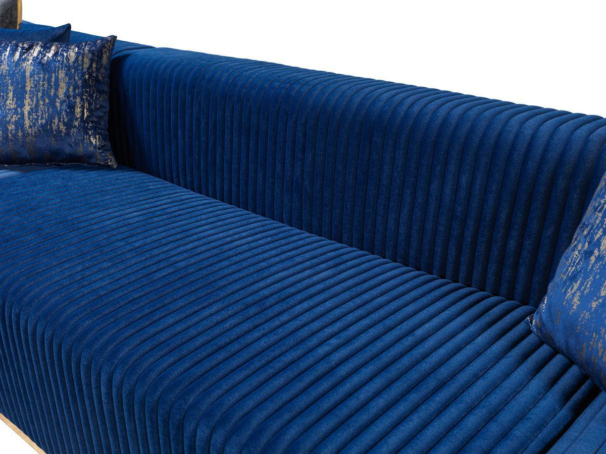 Elizabeth Blue Velvet 4-Piece Sectional - Ella Furniture