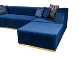 Elizabeth Blue Velvet 4-Piece Sectional - Ella Furniture