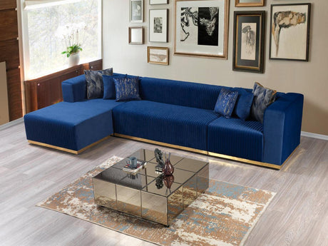 Elizabeth Blue Velvet 4-Piece Sectional - Ella Furniture