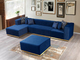 Elizabeth Blue Velvet 4-Piece Sectional - Ella Furniture