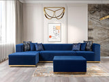 Elizabeth Blue Velvet 4-Piece Sectional - Ella Furniture
