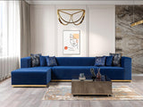 Elizabeth Blue Velvet 4-Piece Sectional - Ella Furniture