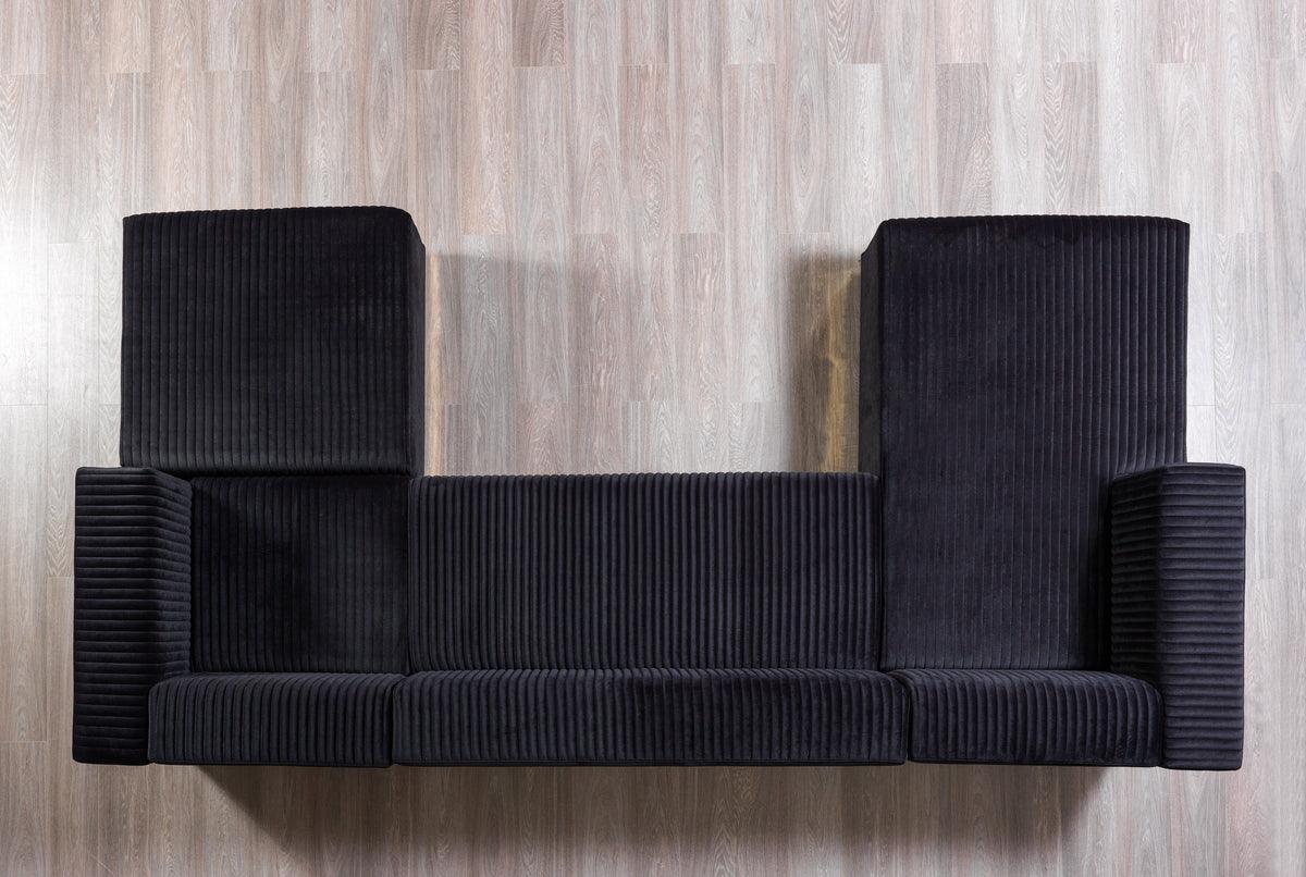 Elizabeth Black Velvet 4-Piece Sectional - Ella Furniture