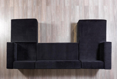Elizabeth Black Velvet 4-Piece Sectional - Ella Furniture
