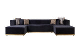 Elizabeth Black Velvet 4-Piece Sectional - Ella Furniture