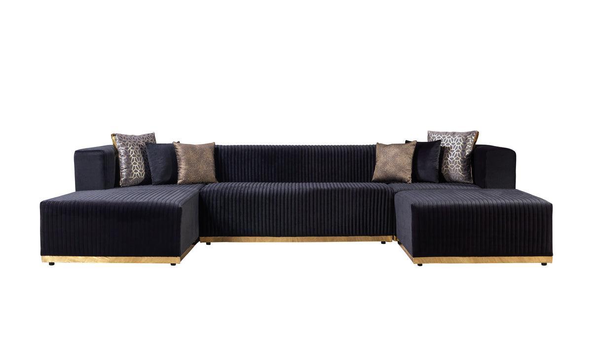 Elizabeth Black Velvet 4-Piece Sectional - Ella Furniture