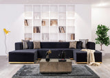 Elizabeth Black Velvet 4-Piece Sectional - Ella Furniture