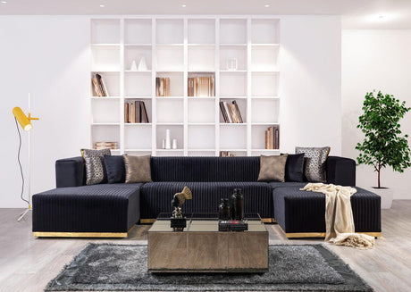 Elizabeth Black Velvet 4-Piece Sectional - Ella Furniture