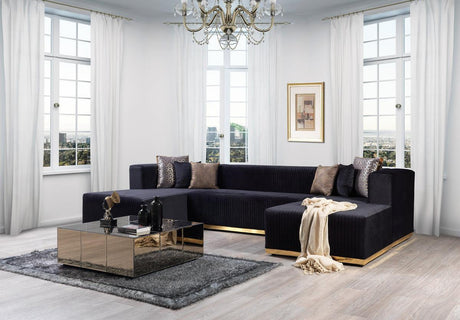 Elizabeth Black Velvet 4-Piece Sectional - Ella Furniture