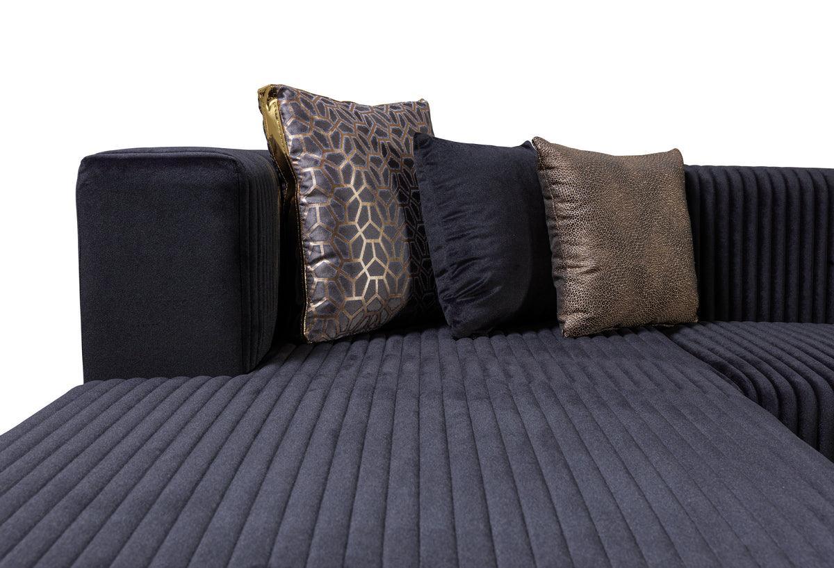 Elizabeth Black Velvet 4-Piece Sectional - Ella Furniture