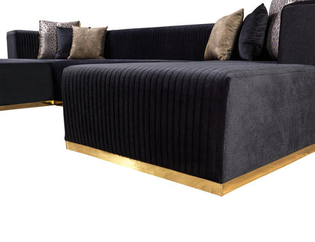 Elizabeth Black Velvet 4-Piece Sectional - Ella Furniture