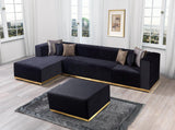Elizabeth Black Velvet 4-Piece Sectional - Ella Furniture
