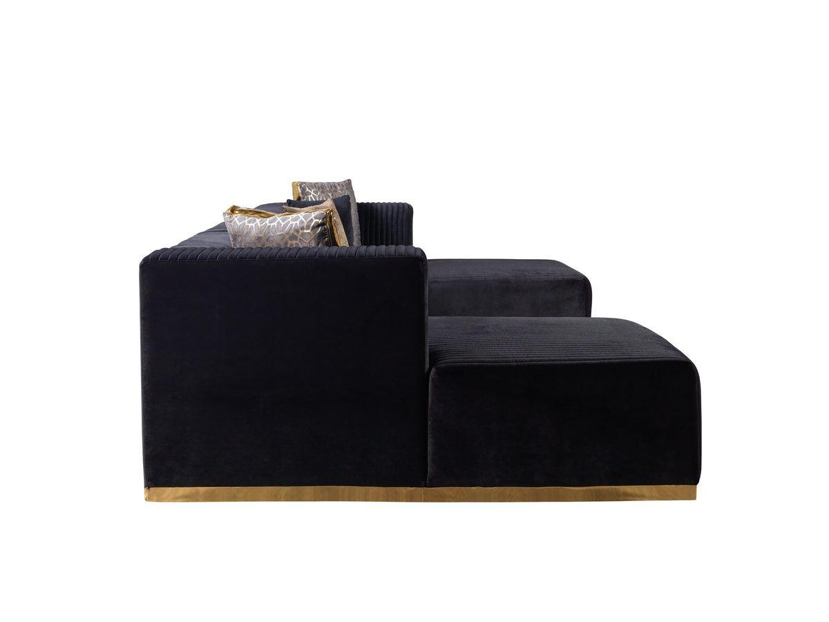 Elizabeth Black Velvet 4-Piece Sectional - Ella Furniture