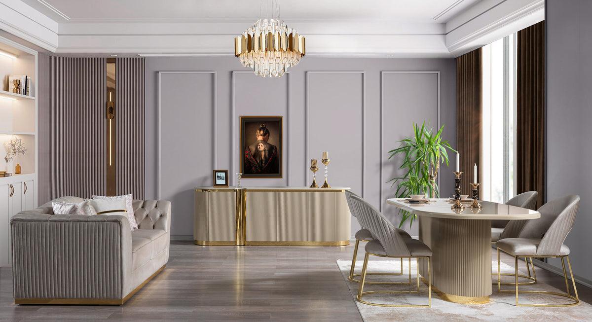 Milena Ivory Velvet Sofa & Loveseat - Ella Furniture