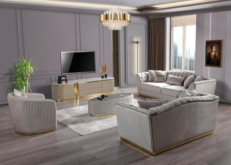 Milena Ivory Velvet Sofa & Loveseat - Ella Furniture