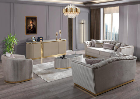 Milena Ivory Velvet Sofa & Loveseat - Ella Furniture
