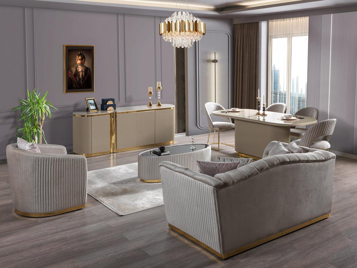 Milena Ivory Velvet Sofa & Loveseat - Ella Furniture