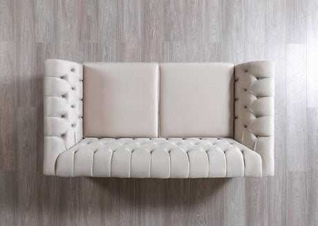 Milena Ivory Velvet Loveseat 73" view 6