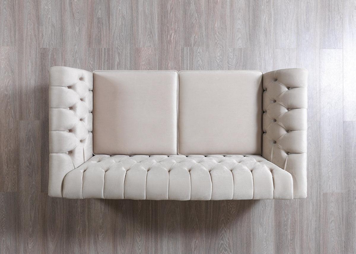 Milena Ivory Velvet Sofa & Loveseat - Ella Furniture