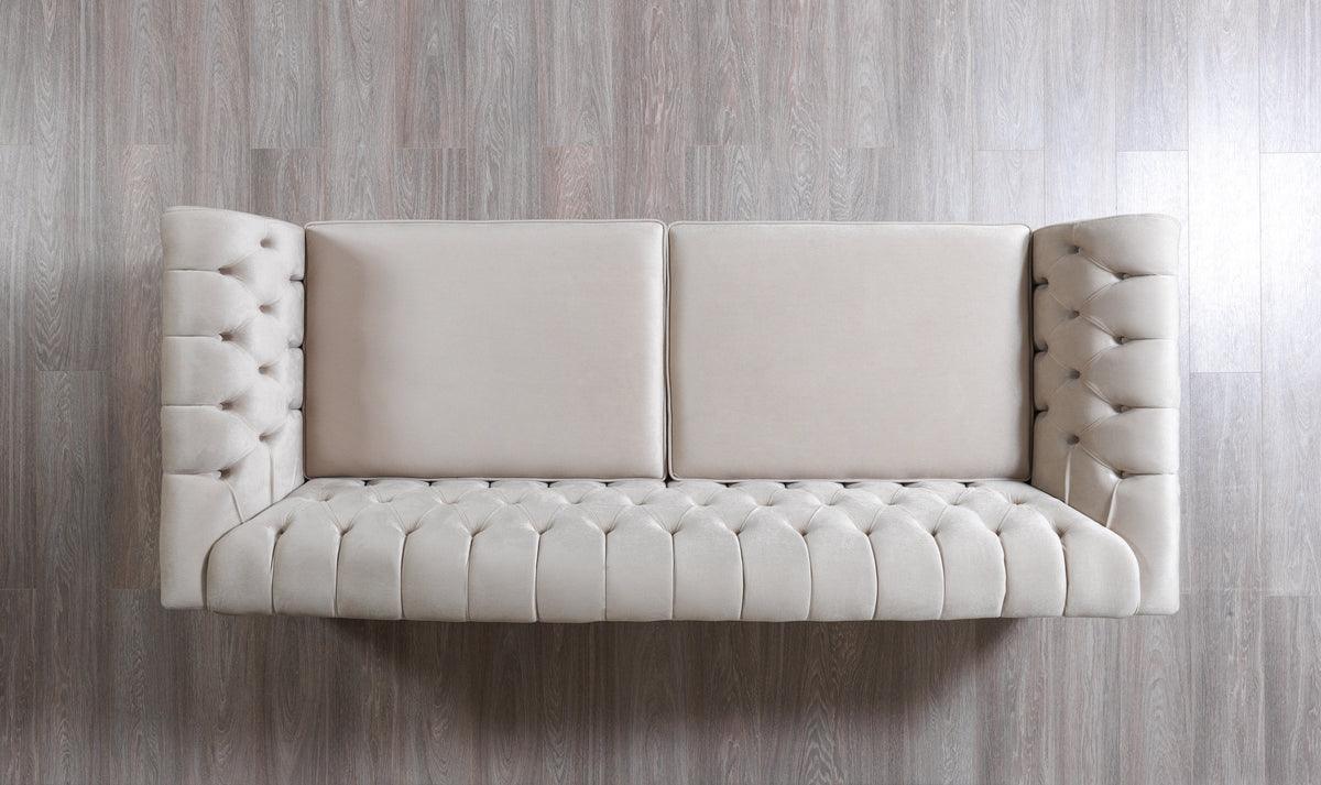 Milena Ivory Velvet Sofa & Loveseat - Ella Furniture