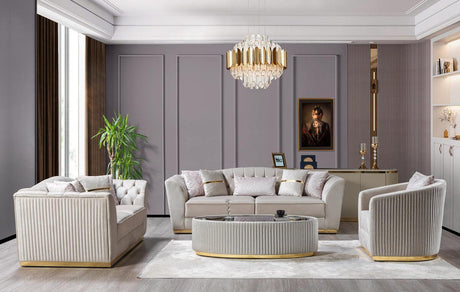 Milena Ivory Velvet Sofa & Loveseat - Ella Furniture