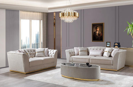 Milena Ivory Velvet Sofa & Loveseat - Ella Furniture
