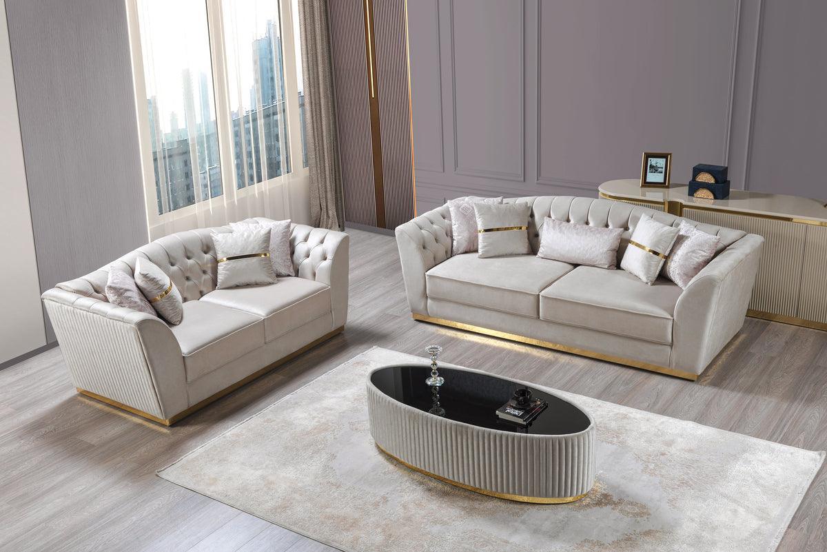 Milena Ivory Velvet Sofa & Loveseat - Ella Furniture