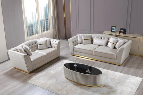 Milena Ivory Velvet Sofa & Loveseat - Ella Furniture