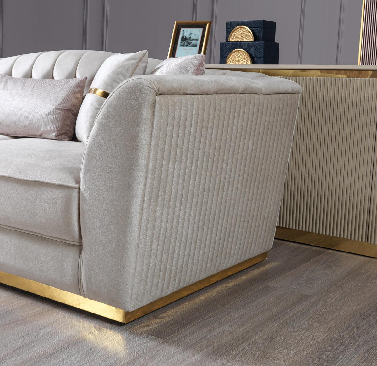 Milena Ivory Velvet Sofa & Loveseat - Ella Furniture