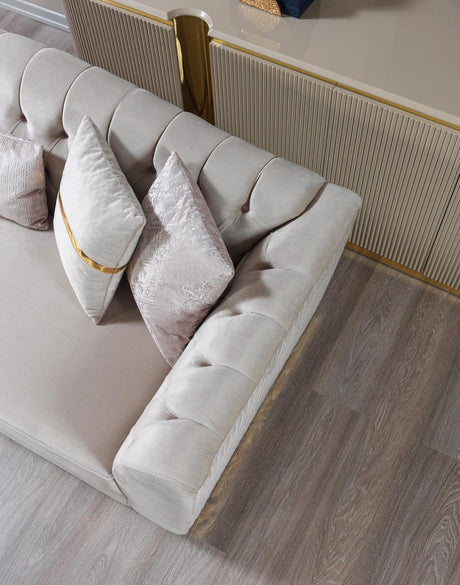 Milena Ivory Velvet Sofa & Loveseat - Ella Furniture