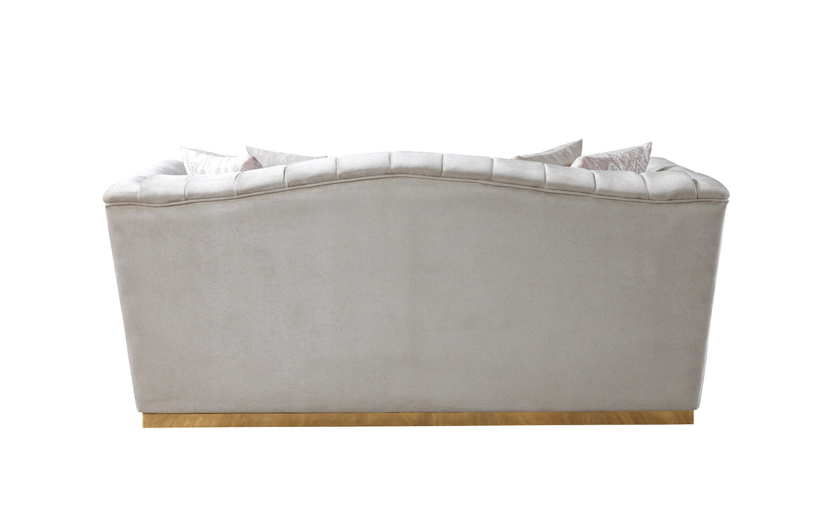 Milena Ivory Velvet Loveseat 73" view 7