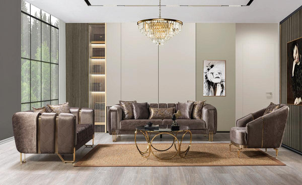 Ella Coffee Velvet Sofa & Loveseat - Ella Furniture