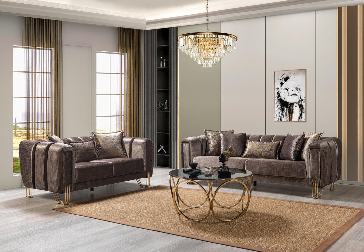 Ella Coffee Velvet Sofa & Loveseat - Ella Furniture