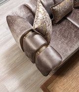 Santana Coffee Velvet Sofa view 3