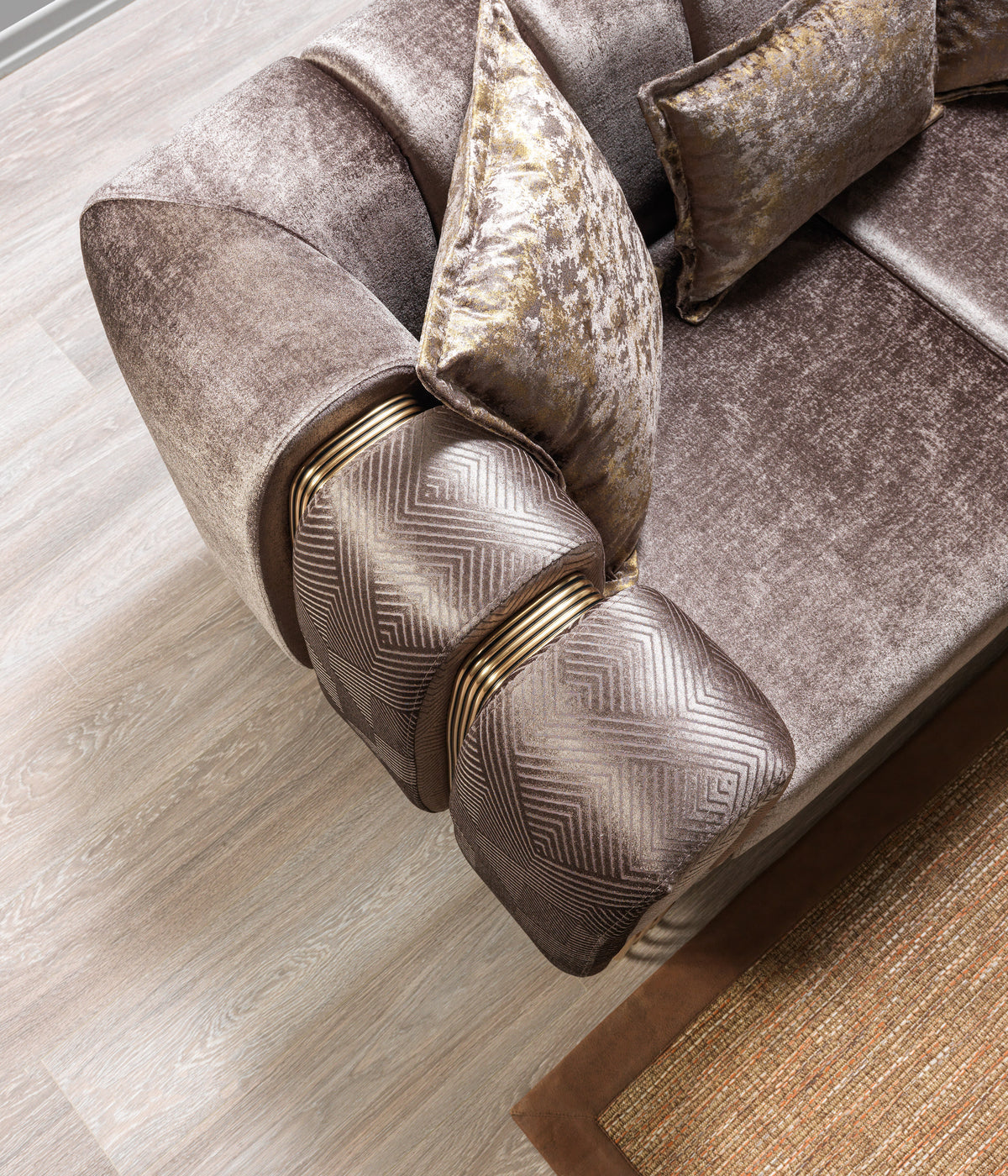 Santana Coffee Velvet Sofa view 3