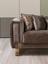 Santana Coffee Velvet Sofa view 2