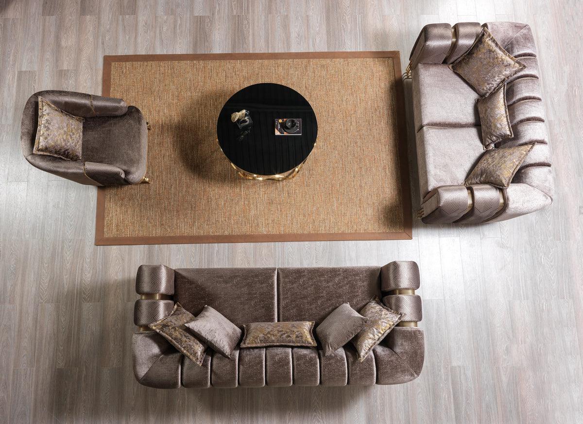 Ella Coffee Velvet Sofa & Loveseat - Ella Furniture