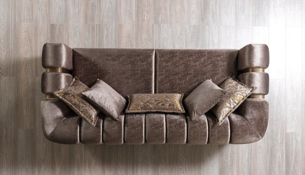 Santana Coffee Velvet Sofa view 6