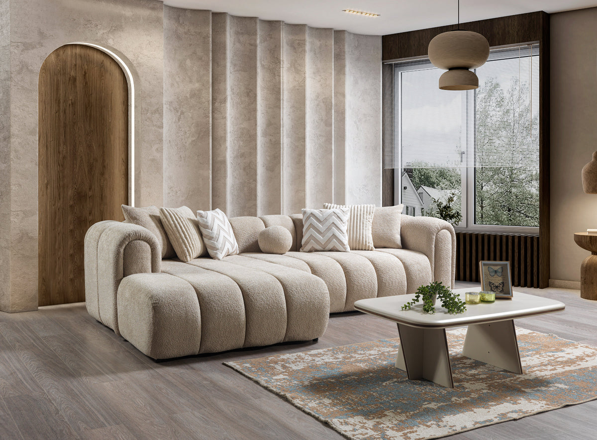 Elly Sand Boucle LAF 115" Sectional