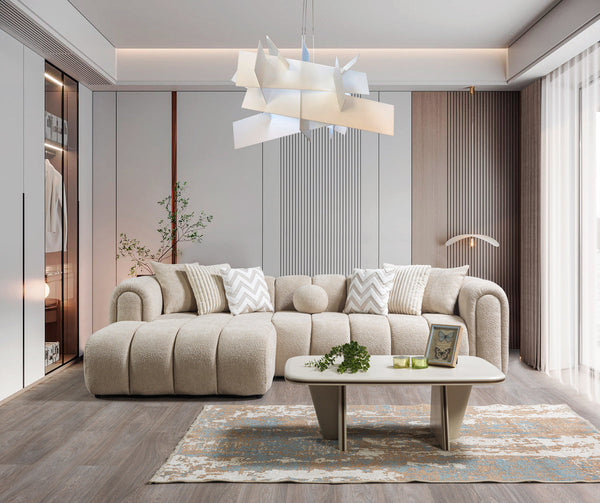 Elly Sand Boucle LAF 115" Sectional