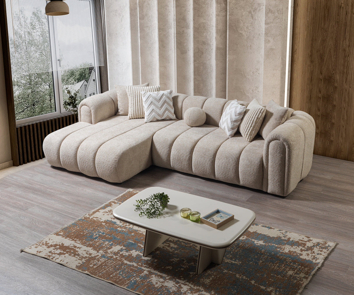 Elly Sand Boucle LAF 115" Sectional