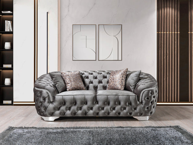 Lupino Gray Velvet Loveseat 79" from Ella Furniture