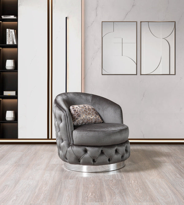 Scarlett Gray Velvet Chair