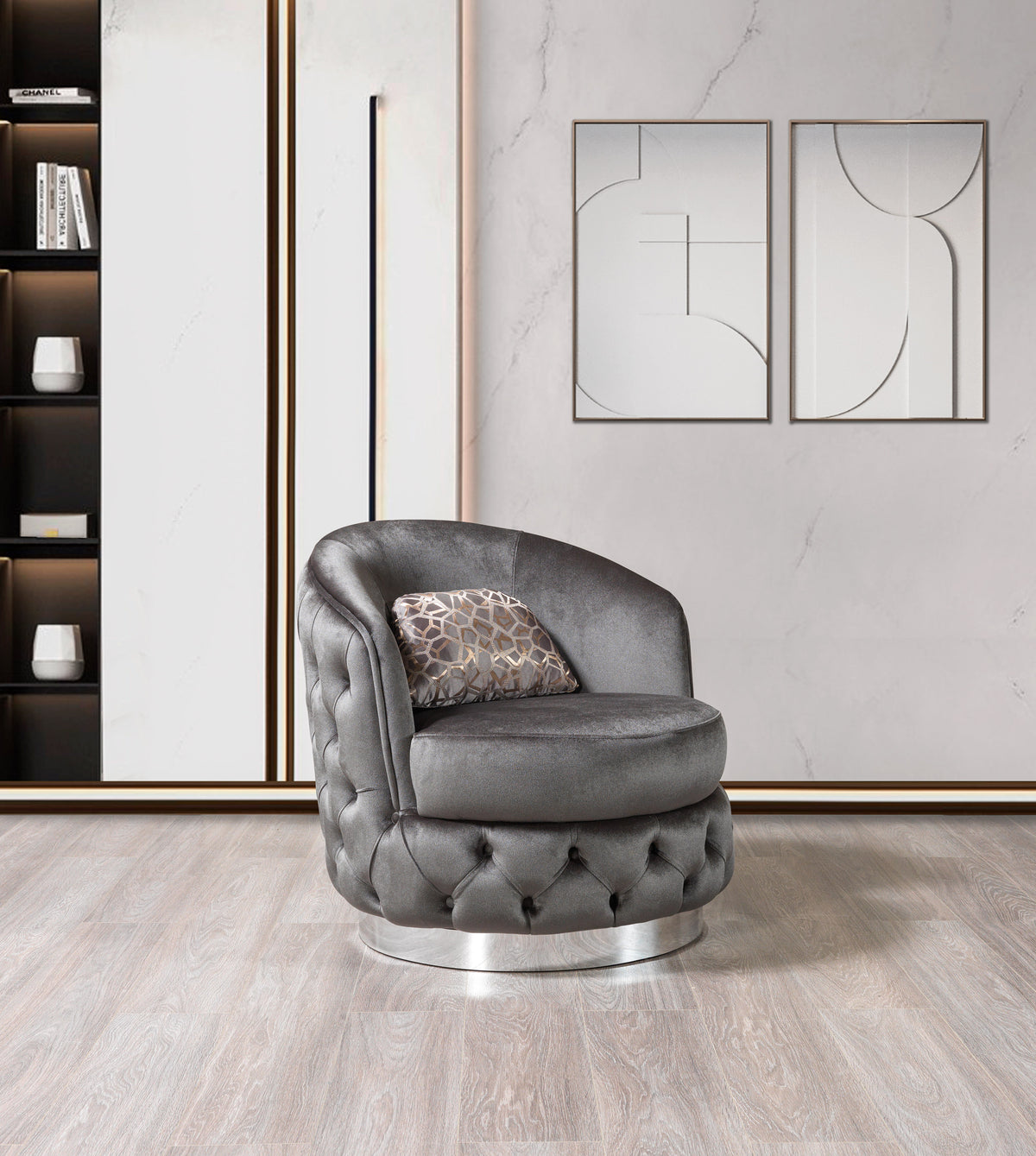 Scarlett Gray Velvet Chair