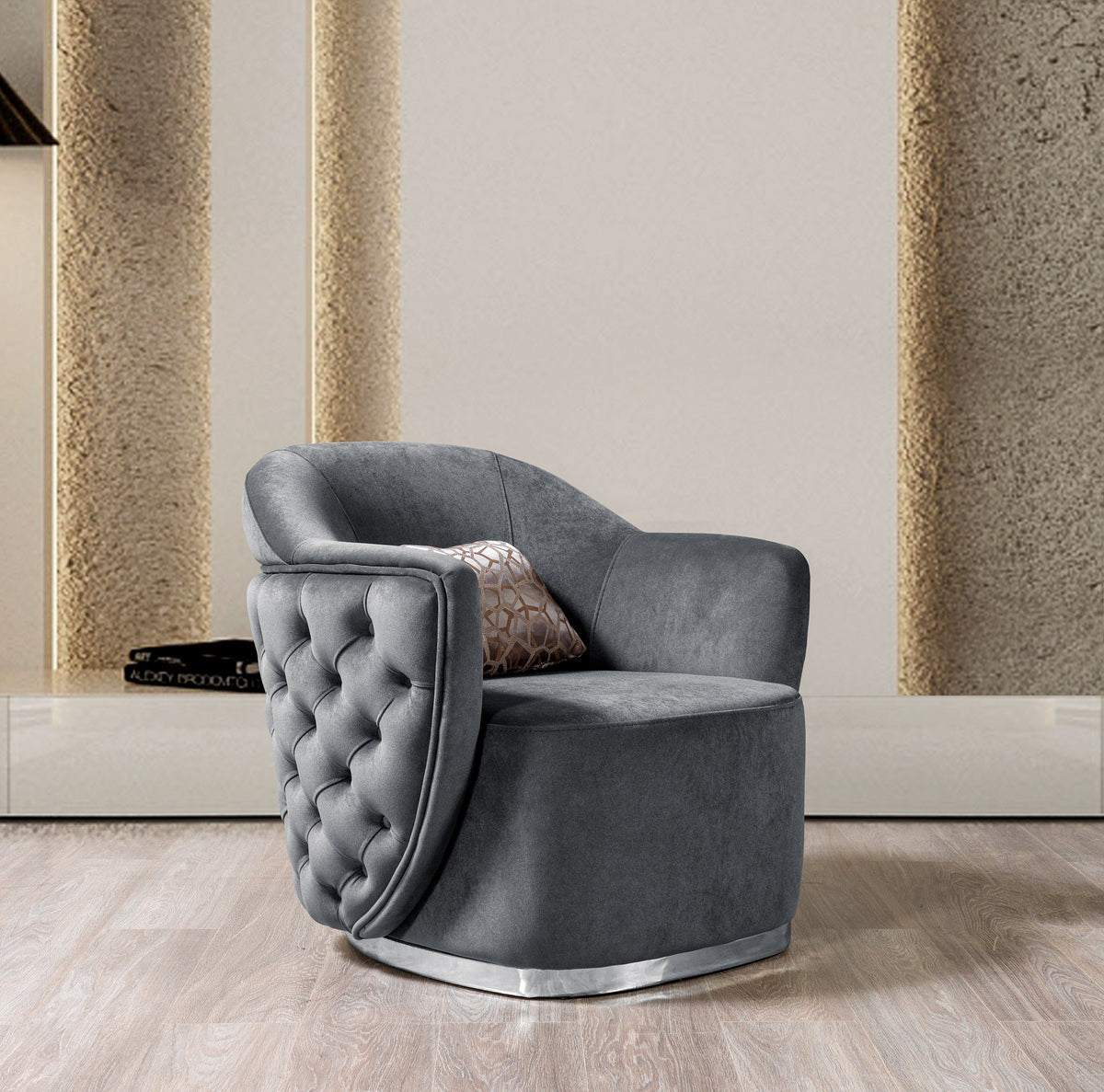 Chloe Gray Velvet Chair