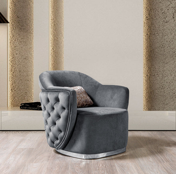 Chloe Gray Velvet Chair
