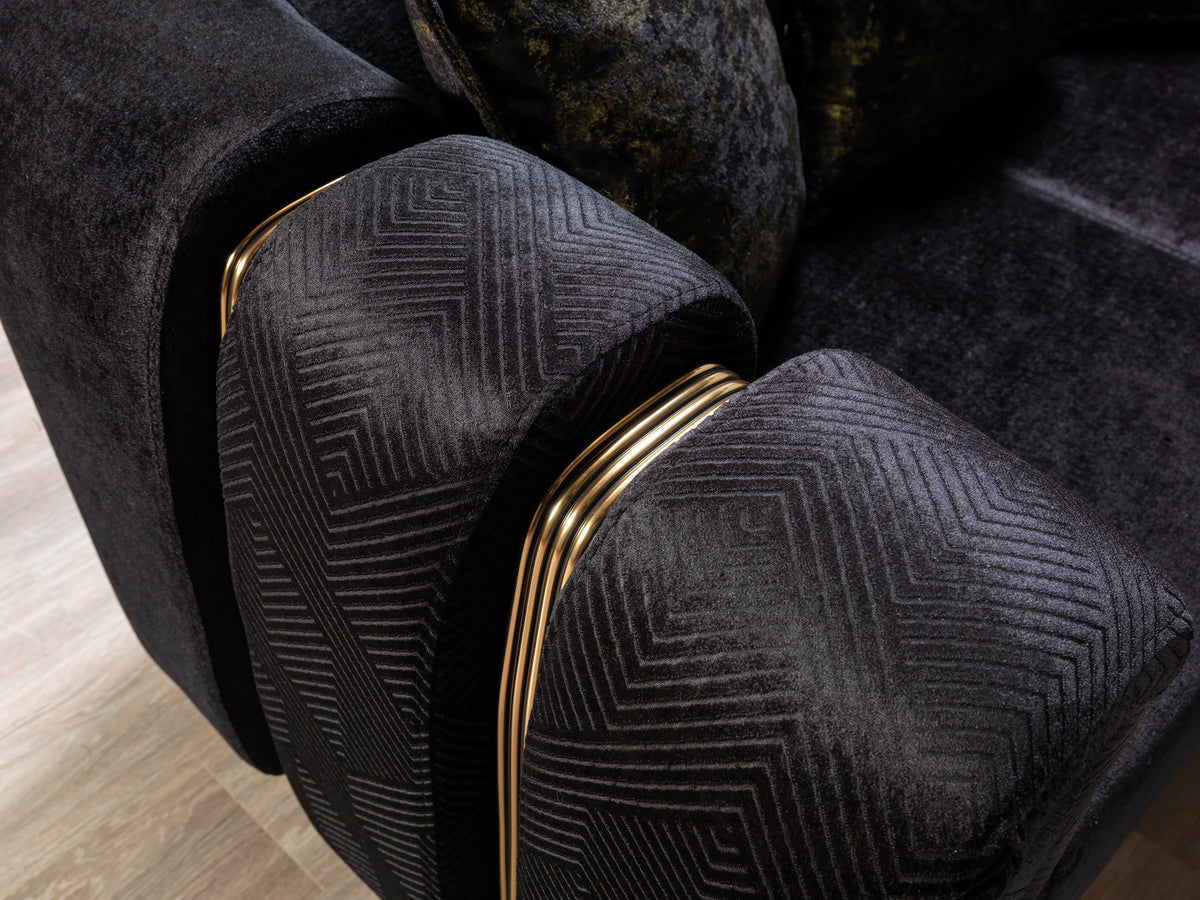 Santana Black Velvet Sofa view 12