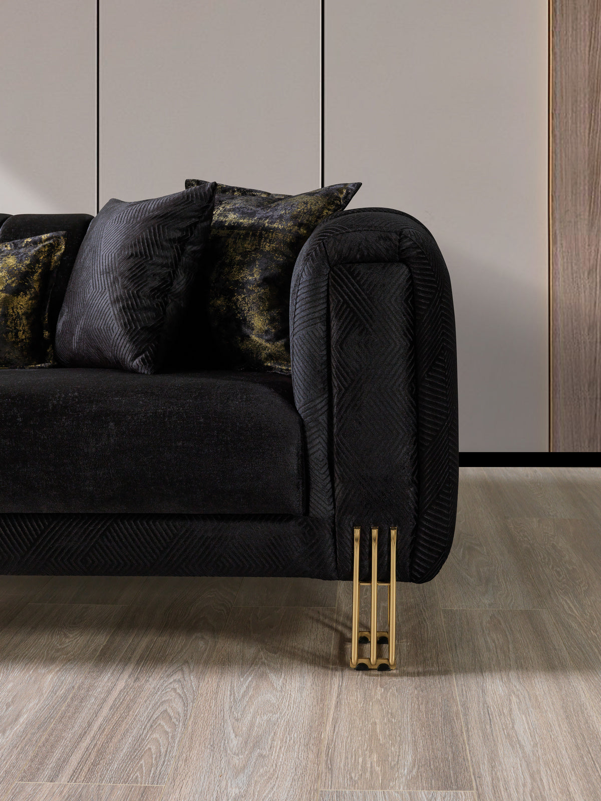 Santana Black Velvet Sofa view 15