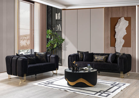 Santana Black Velvet Sofa view 3
